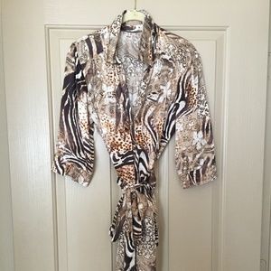 Multi-colored Browns and White Animal Print Dress